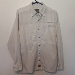 Hook & Tackle Vented Fishing Shirt Mens S Gray Long Sleeve Outdoors